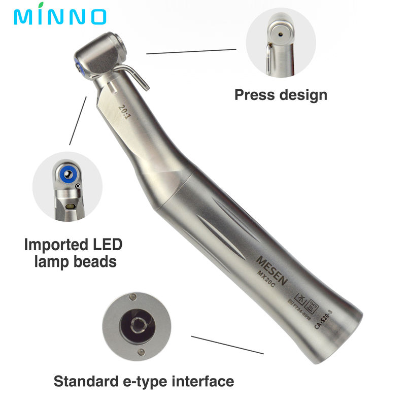 20/1 Ứng dụng cấy ghép Động cơ góc chống nước ngoài phun nước tốc độ thấp tay không có LED khoan dụng cụ nha khoa