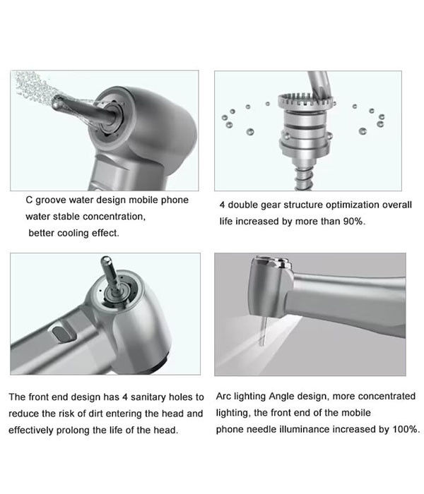 Nha khoa 1/5 Máy cầm tốc độ thấp Tăng vòng tròn màu đỏ góc ngược Máy phun nước bên trong cho động cơ loại E